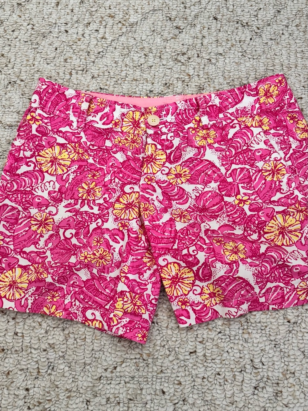 Lilly Pulitzer Size 4 Hot Pink & Yellow Floral Bermuda Shorts